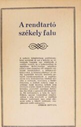 Imreh István - A rendtartó székely falu