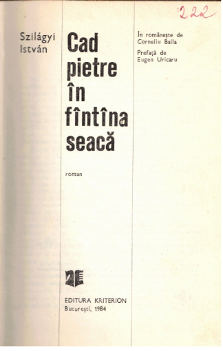 Szilagyi Istvan - Cad pietre in fintina seaca